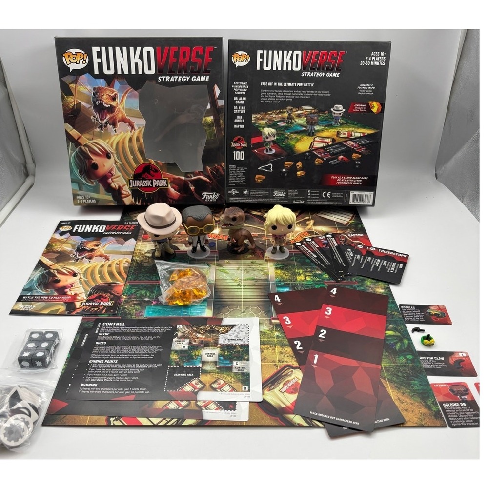 2020 Pop! FunkoVerse Strategy Board Game Jurassic Park Theme-‎ Complete